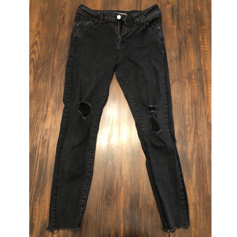 Old Navy Mid-rise Rockstar Black distressed jeans